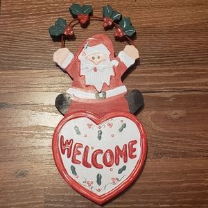 🎄FWP $20+ Hand Painted Santa WELCOME Hanging Sign